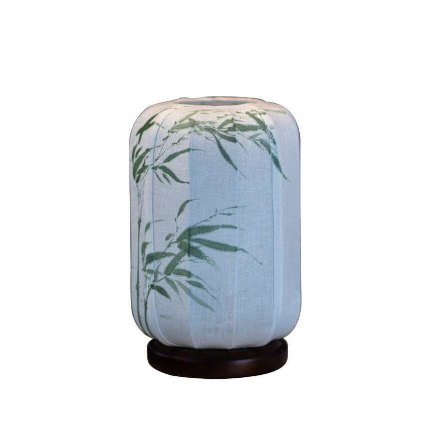 Wood Cotton Hemp Cylinder Table Lamp