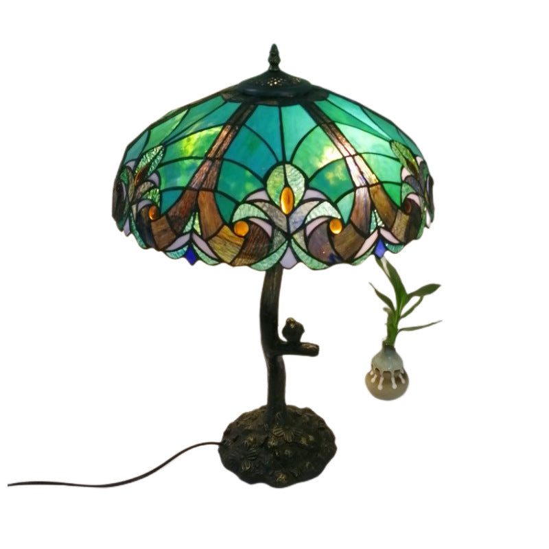 Flower Stained Glass Resin 2-Light Table Lamp