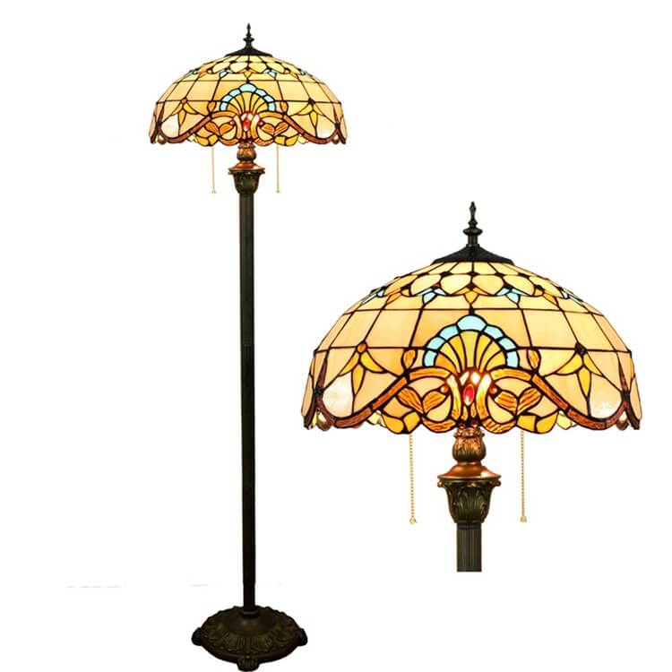 Baroque Stained Resin Iron 2-Light Floor Lamp