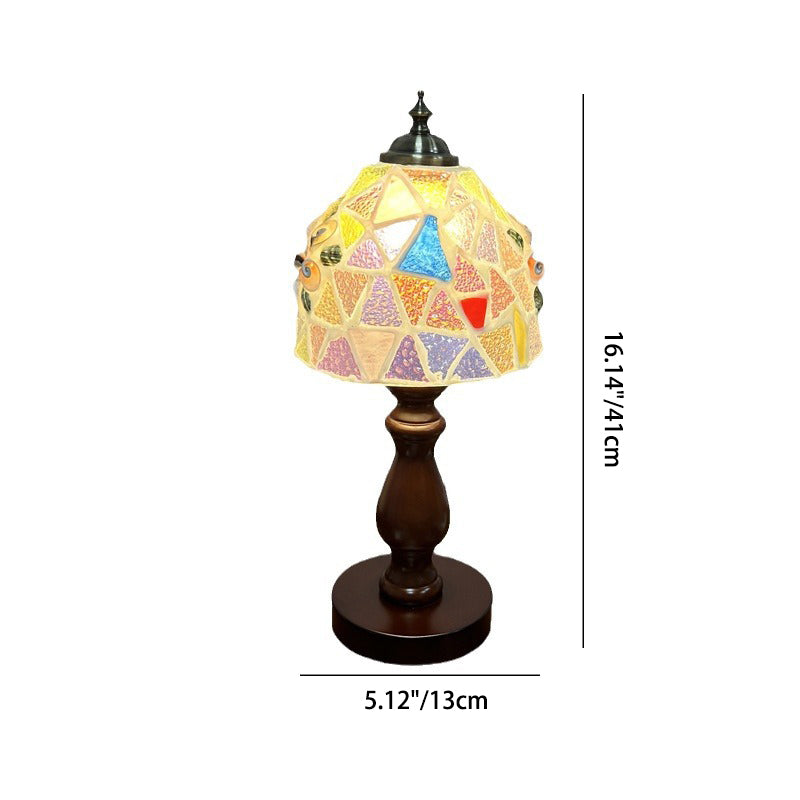 Wood Glass Hemispheroid Shell Table Lamp