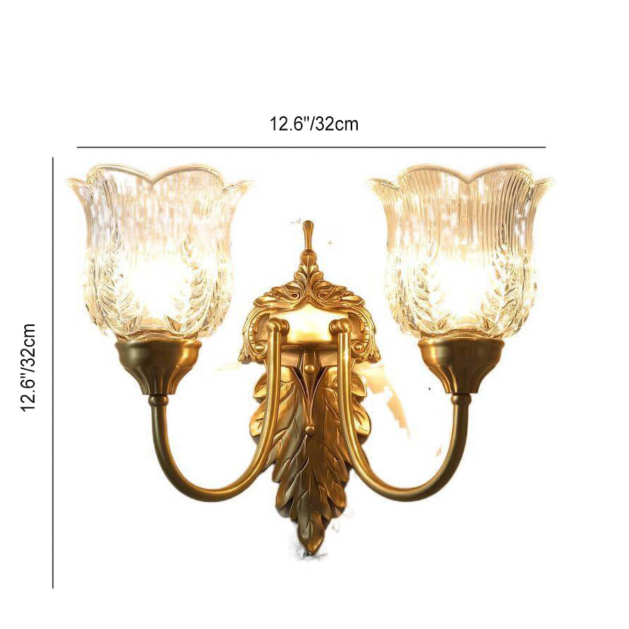 Flower Cup Brass Glass Wall Lamp