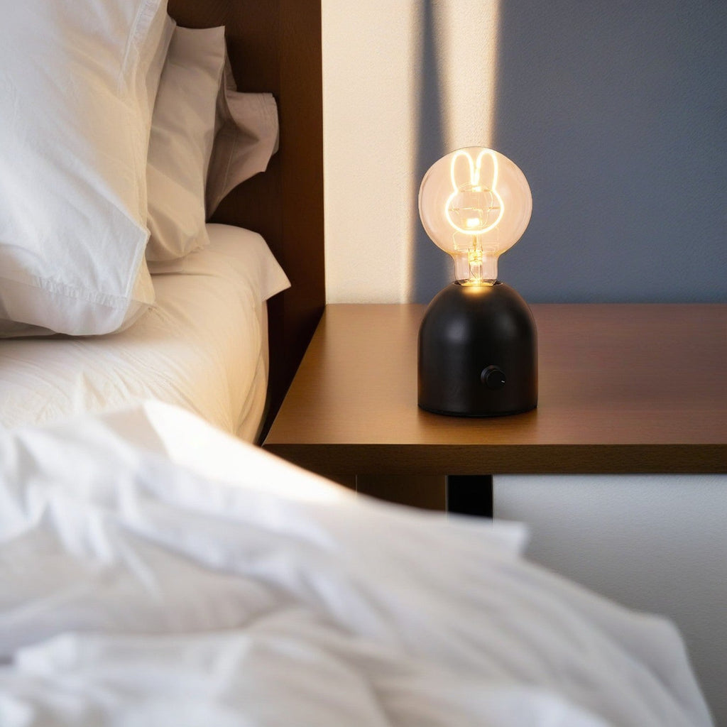 Round Glass Wood Bedroom Table Lamp