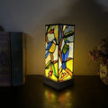 Rectangular Bamboo Wood Glass Table Lamp