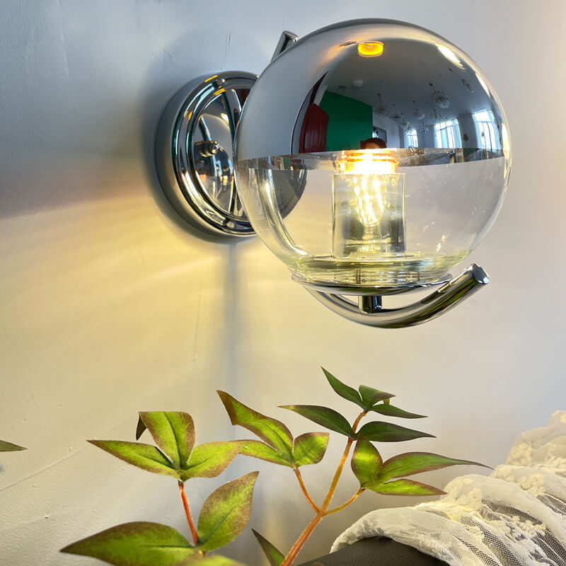 Chrome Glass Globe Wall Lamp