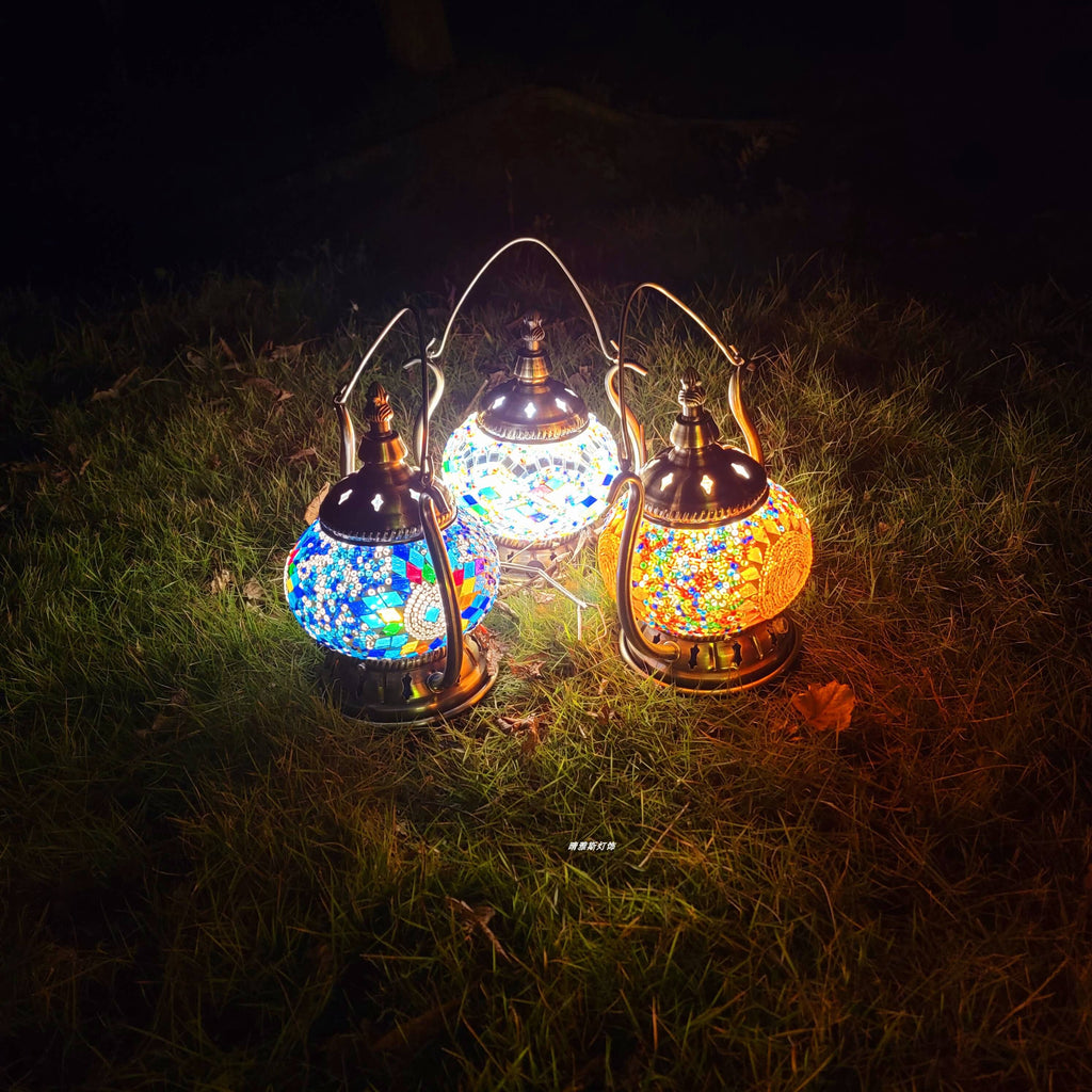 Moroccan Stained Glass Round Table Lamp
