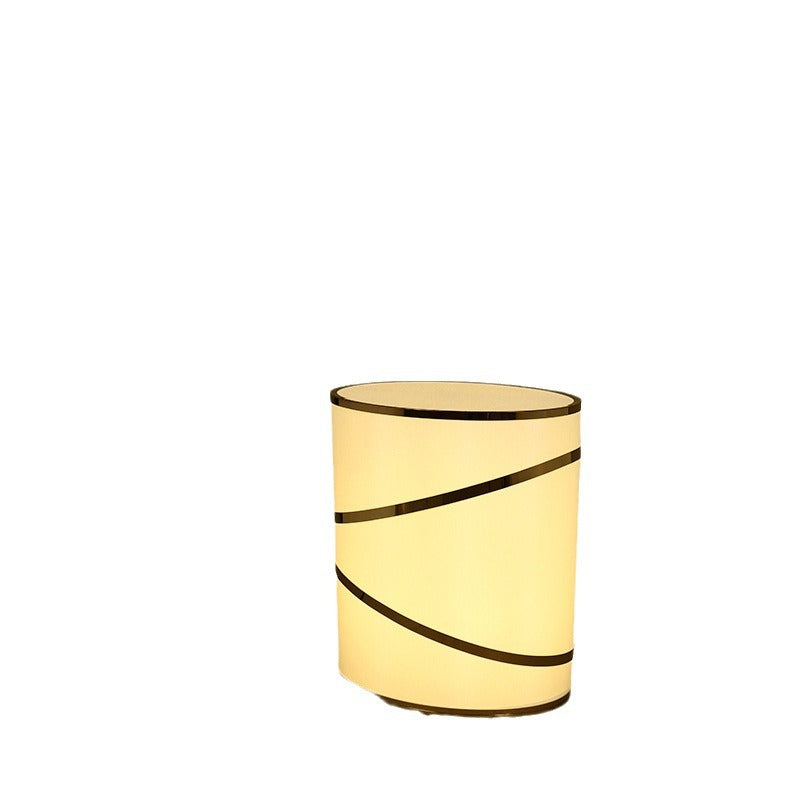 Cylinder Fabric Stainless Steel 3-Light Table Lamp
