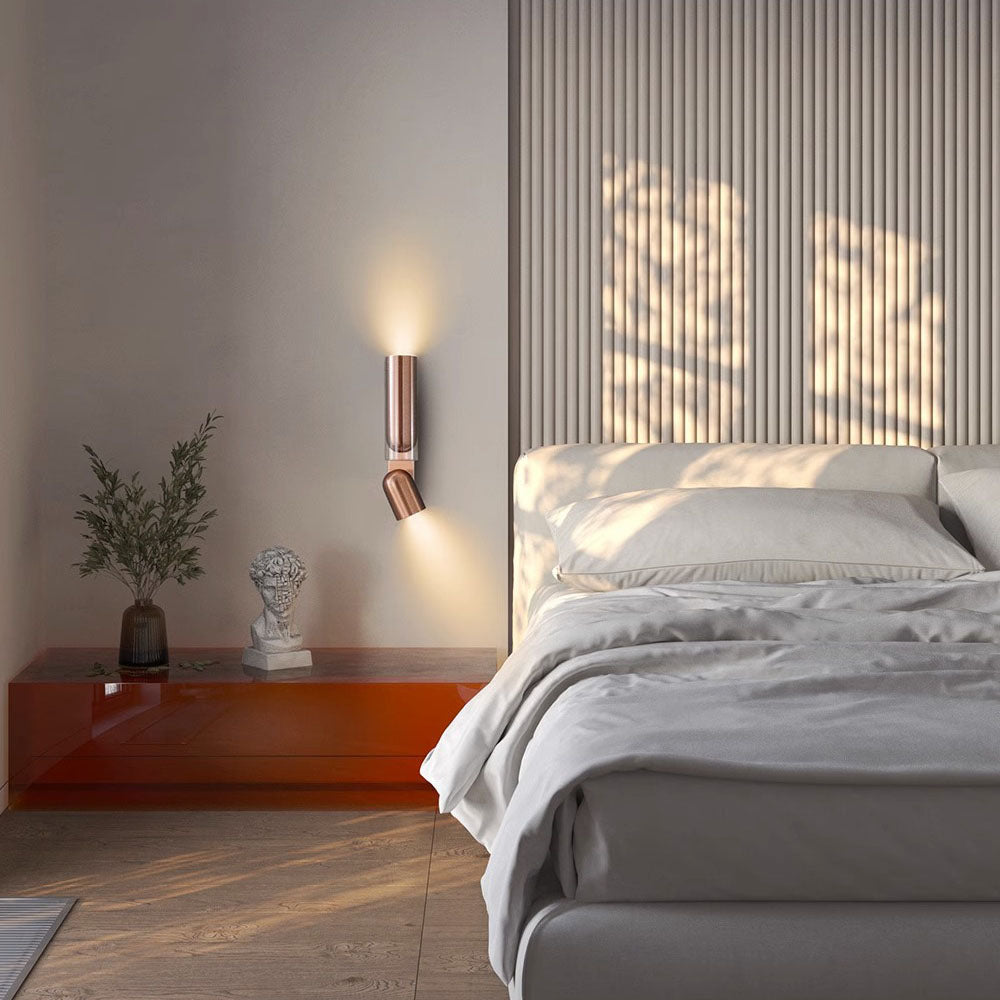 Rotatable Cylinder Metal Glass 2-Light Wall Lamp