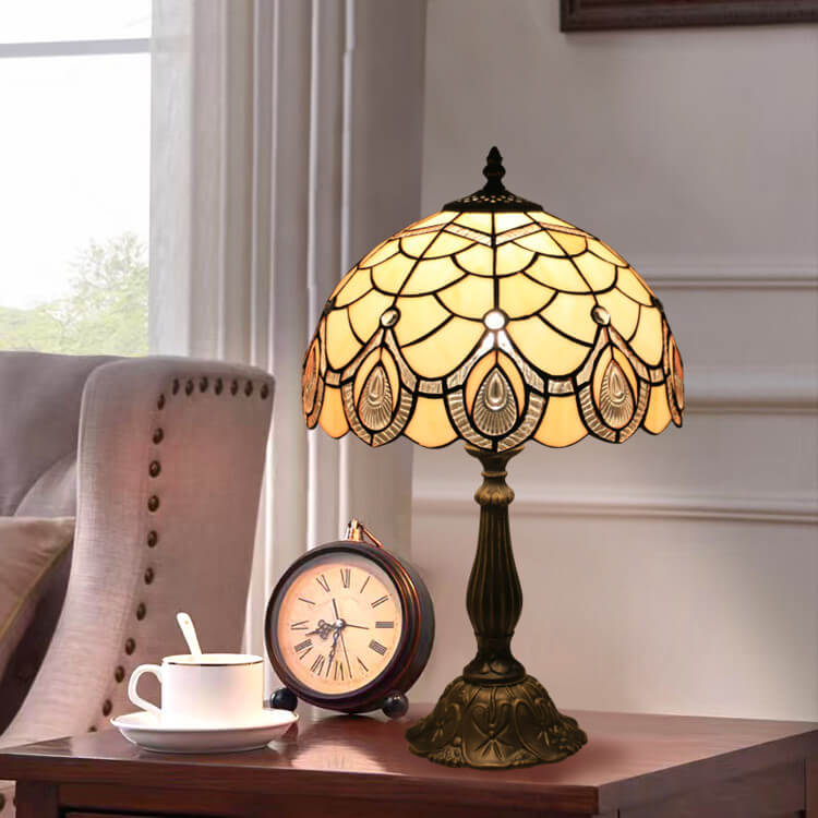 Lotus Resin Stained Glass Table Lamp