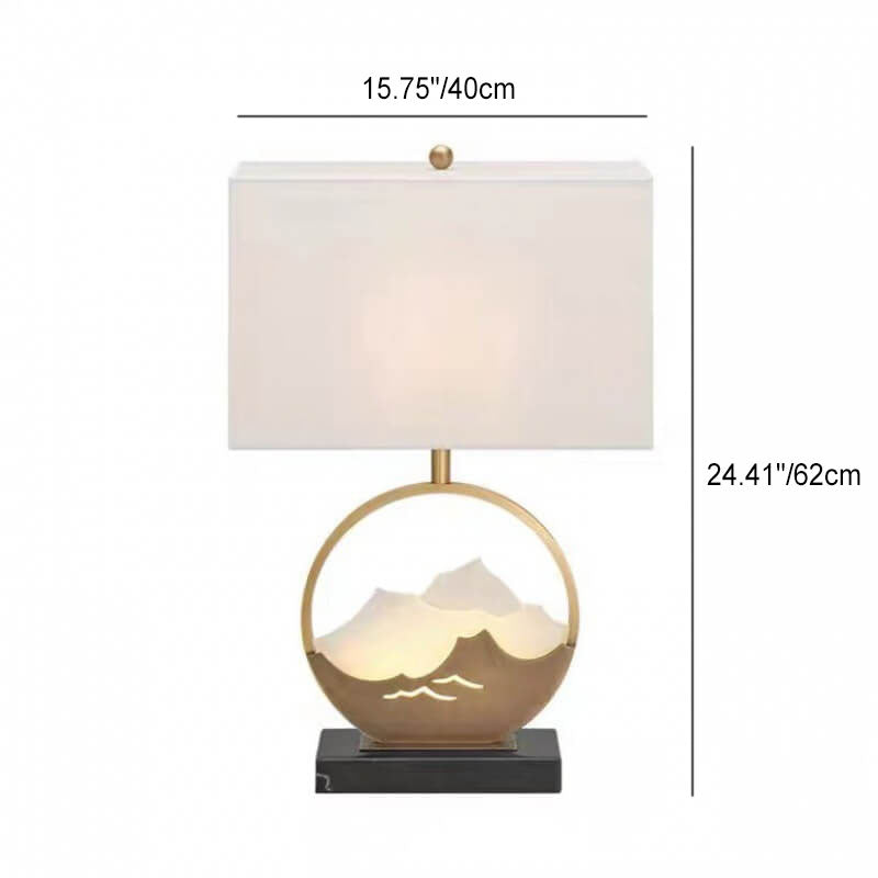 Rectangular Round Metal Fabric Table Lamp