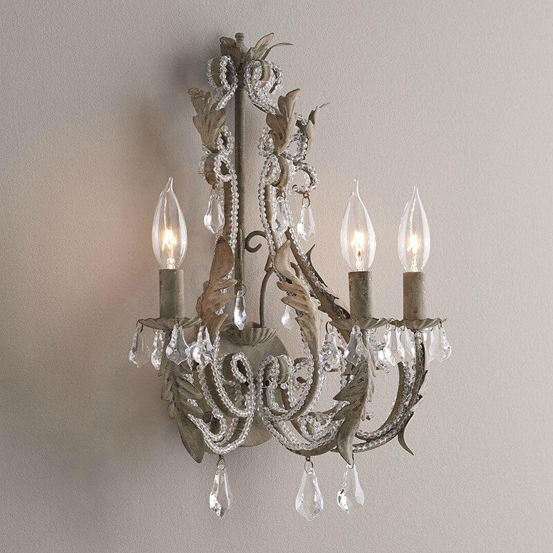Iron Crystal Hardware 3-Light Wall Lamp