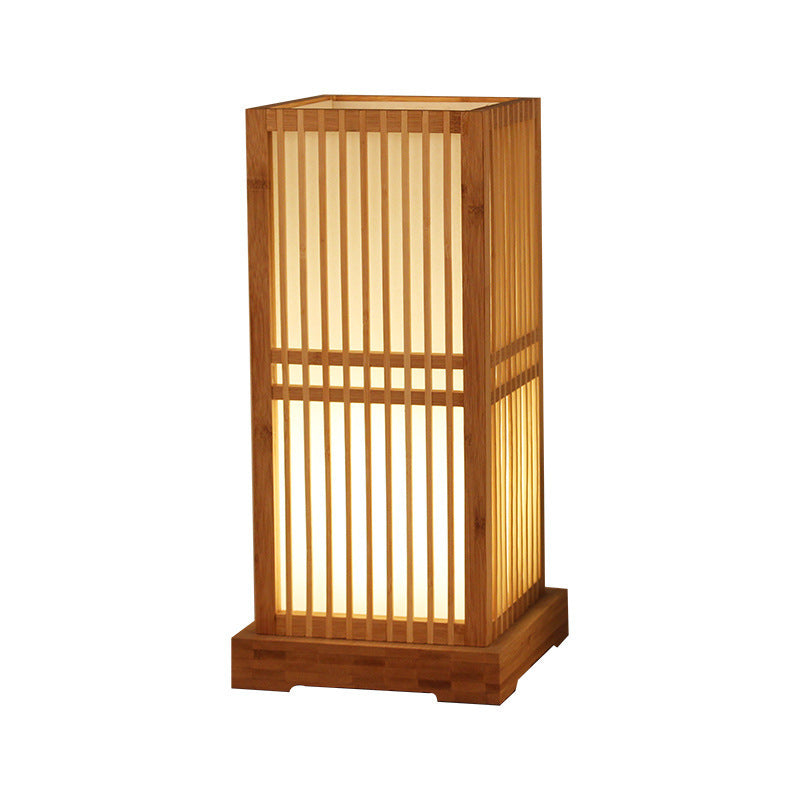 Wooden Square Column Table Lamp