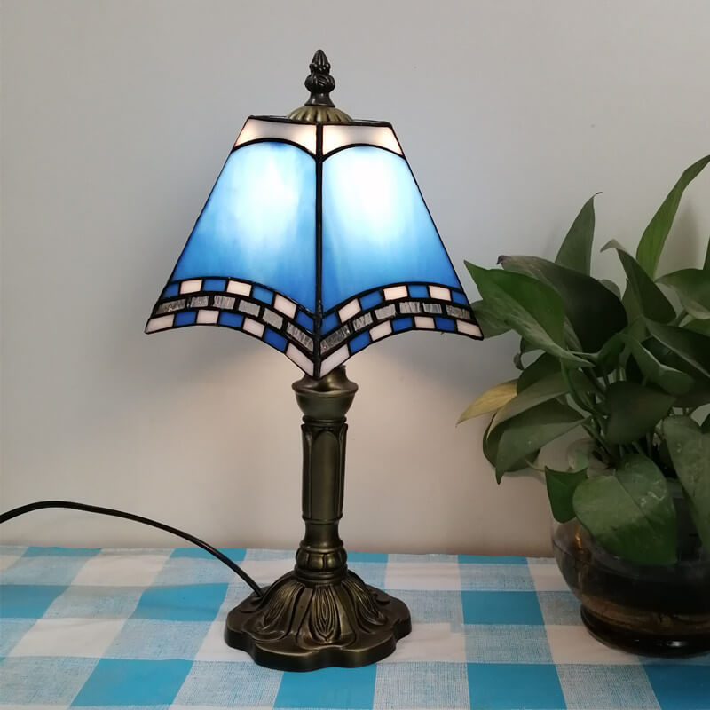 Square Stained Glass Iron Table Lamp