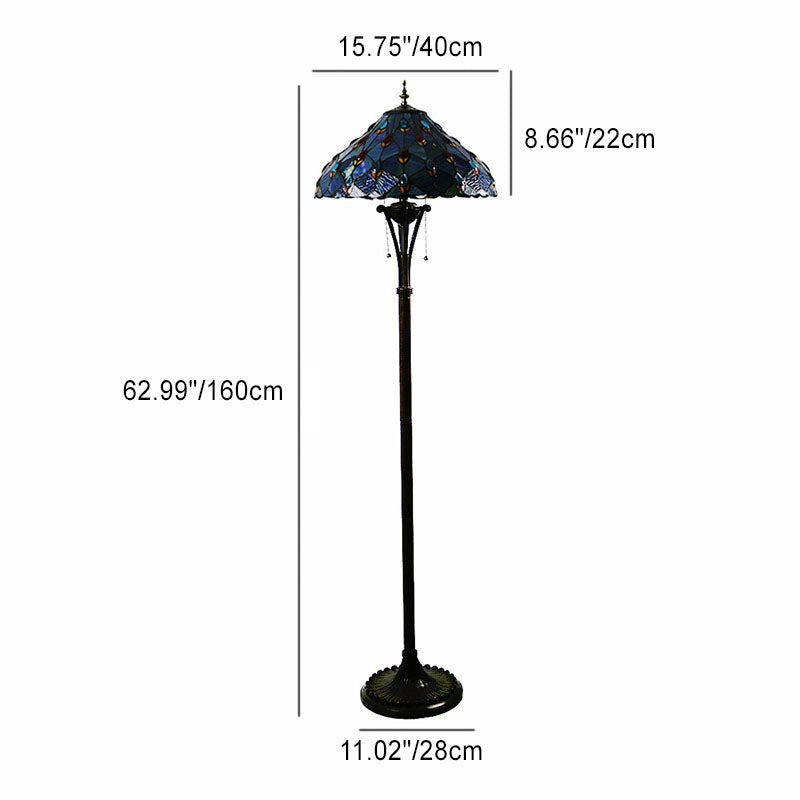 Resin Glass Semicircular Dome 2-Light Floor Lamp
