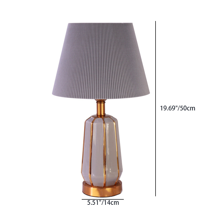 Cylindrical Ceramic Metal Fabric Table Lamp