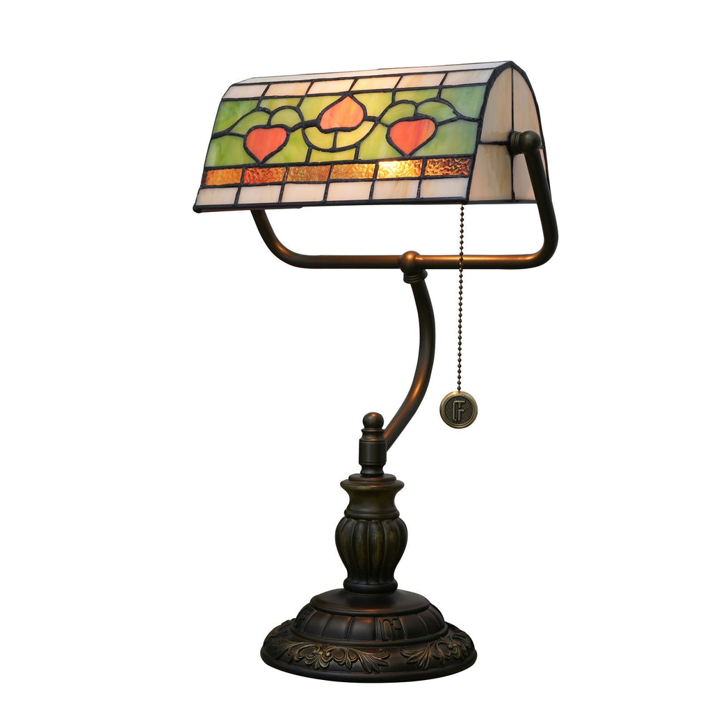 Heart Design Stained Glass Table Lamp