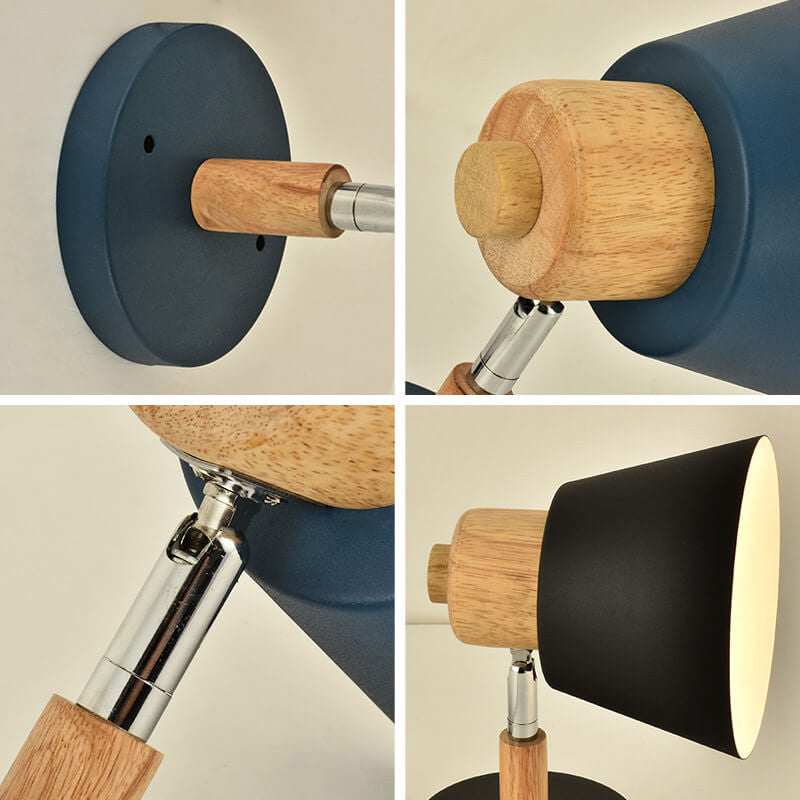 Macaron Dome Cone Wood Wall Lamp