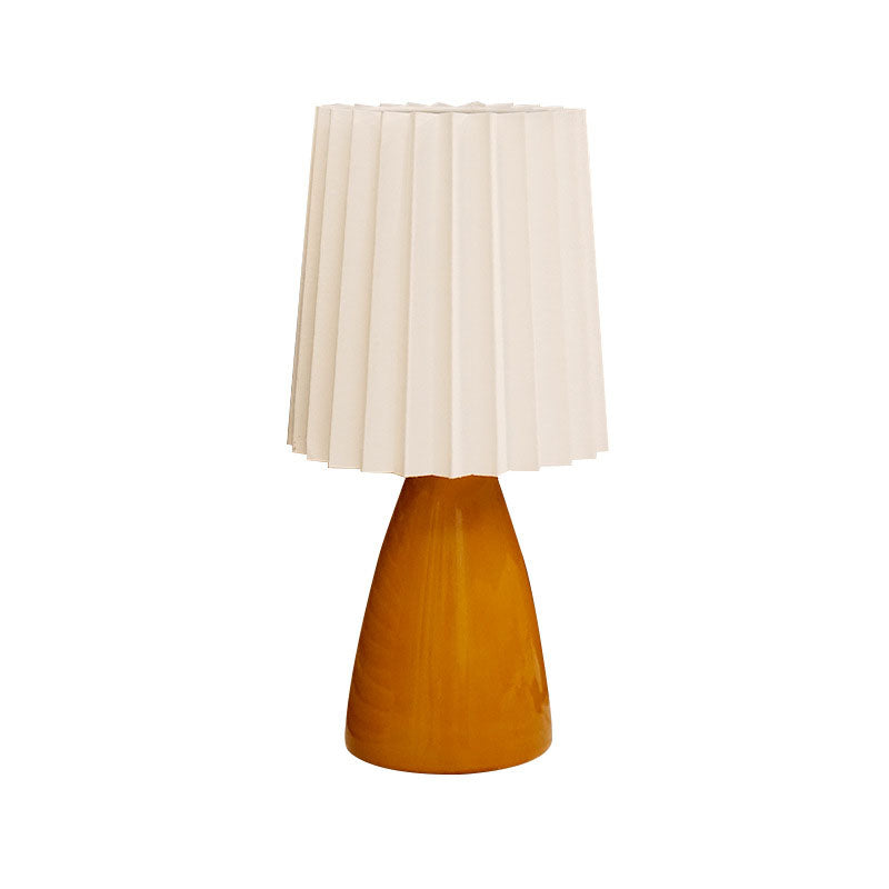 Pleated Fabric Ceramics Bedroom Table Lamp