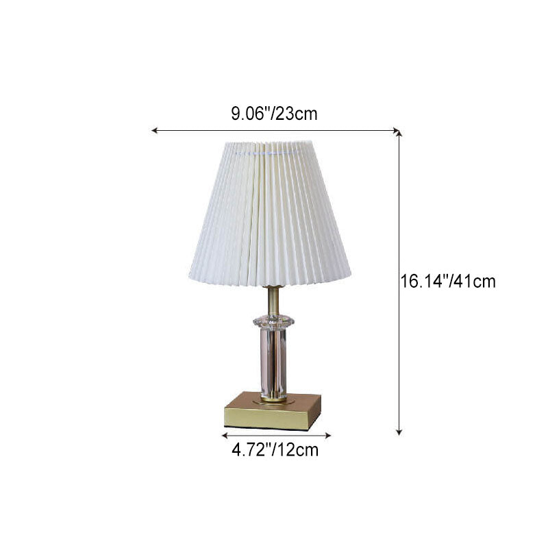 Cone Pleated Fabric Crystal Table Lamp