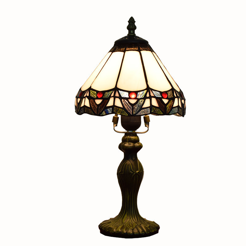 Style Gemstone Cone Stained Table Lamp