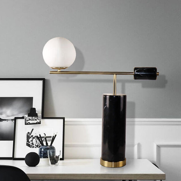 Marble Texture Cylindrical Glass Table Lamp