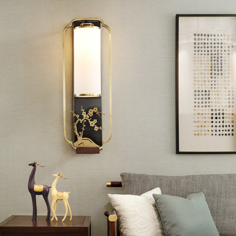 New Copper Glass Column Wall Lamp