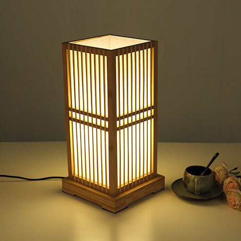 Wooden Square Column Table Lamp