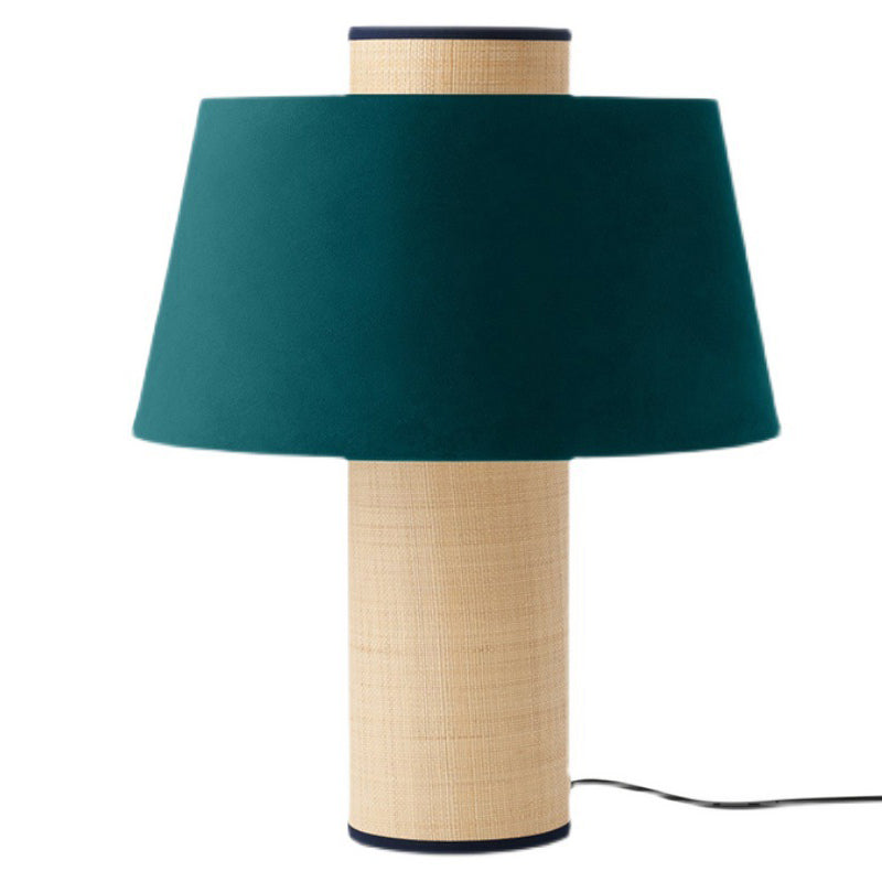 Fabric Drum Column Dark Table Lamp