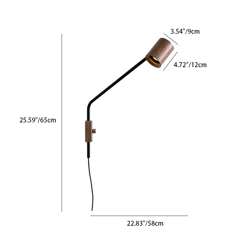 Wooden Cylinder Iron Bedroom Wall Lamp