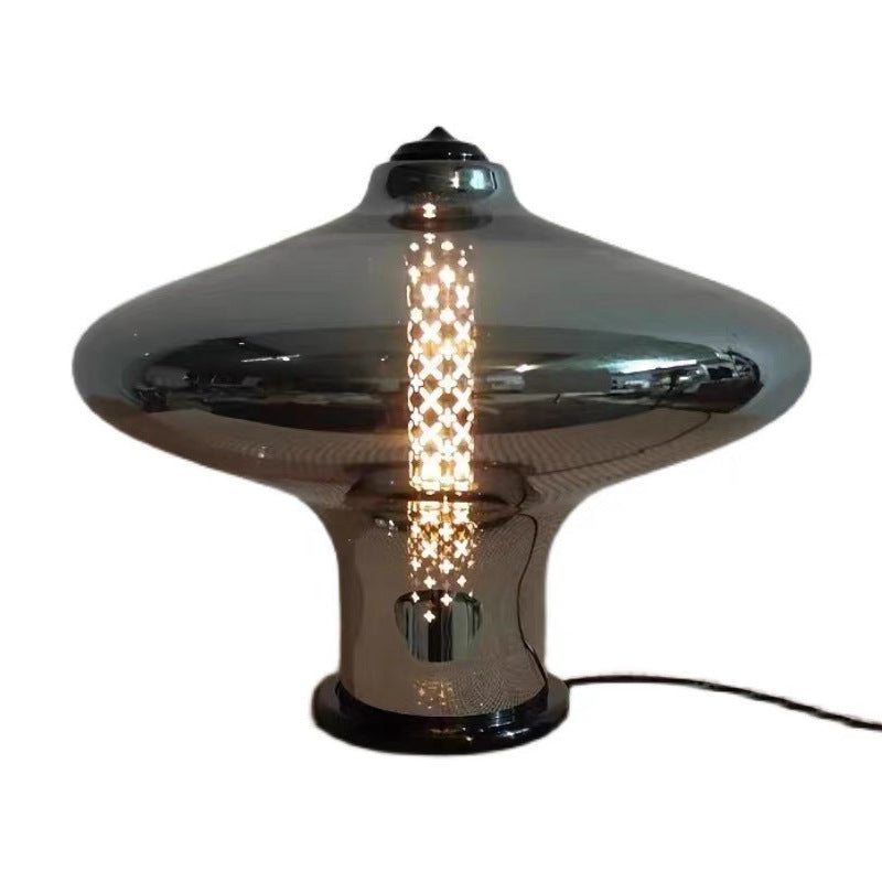 Geometric Smokey Gray Glass Table Lamp