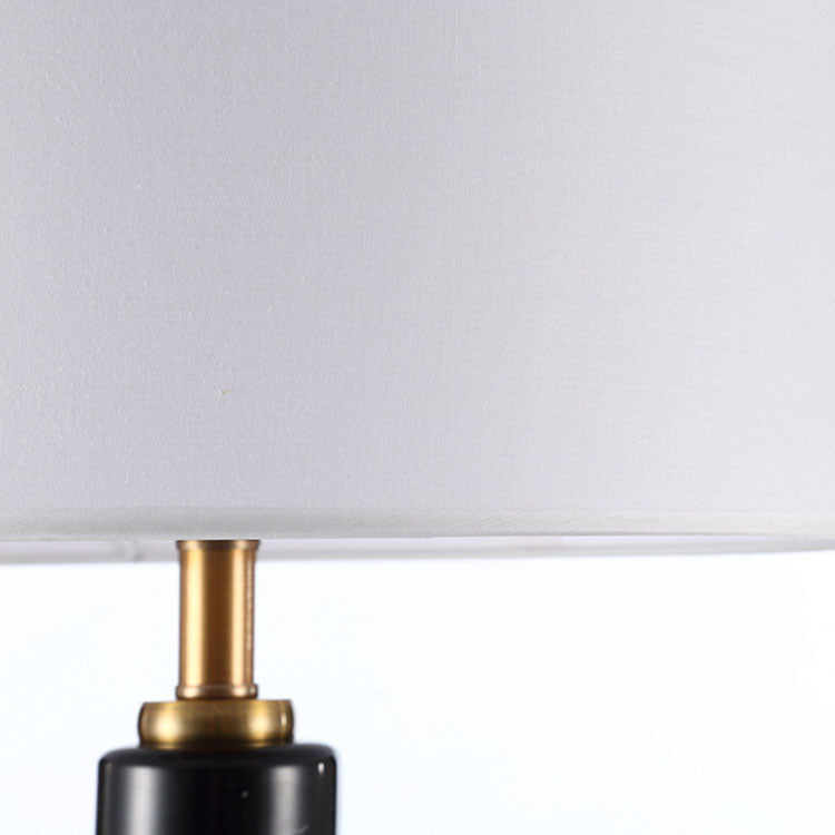 Cylinder Fabric Iron Marble Table Lamp
