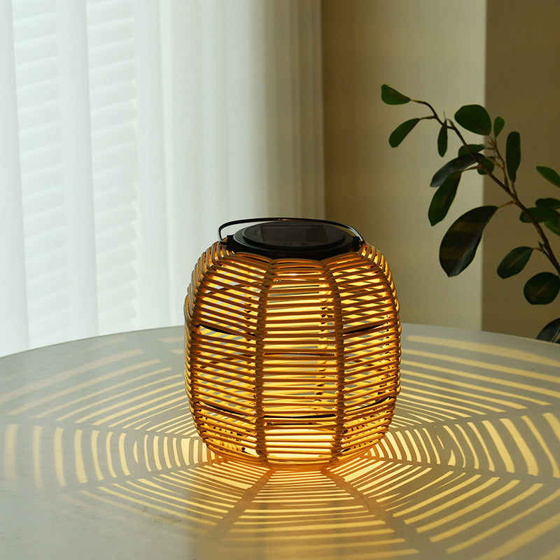 Rattan Weaving Cylinder Garden Outdoor Light