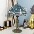 Round Flower Alloy Stained Table Lamp