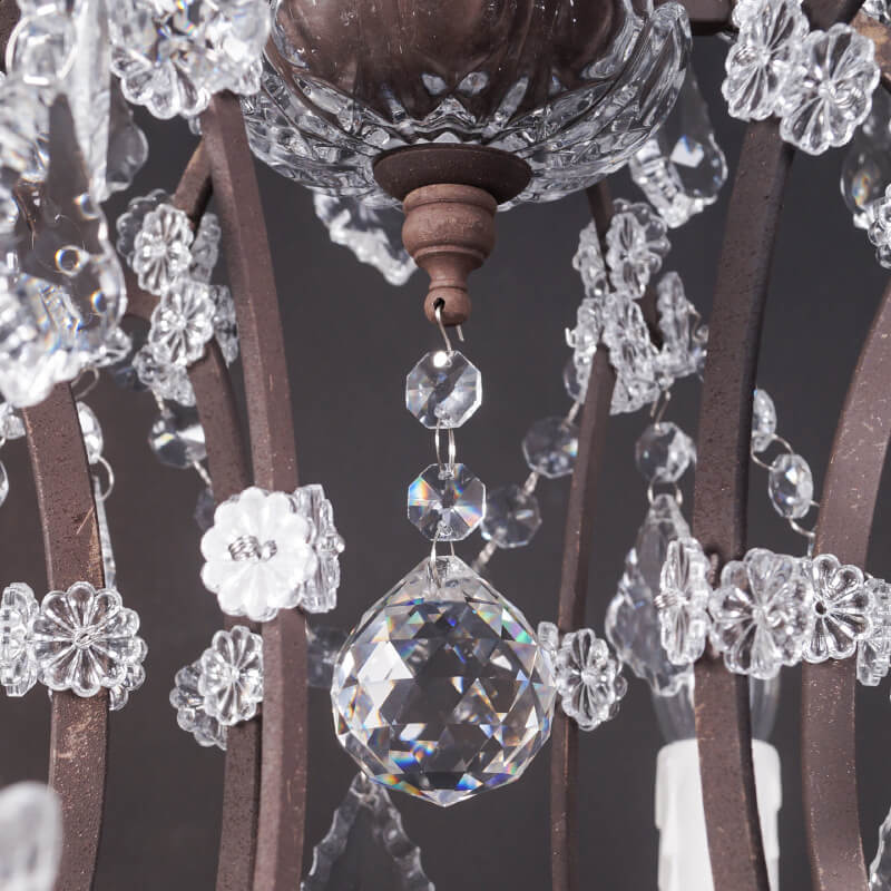 Crystal Candelabra Rust 6-Light Table Lamp