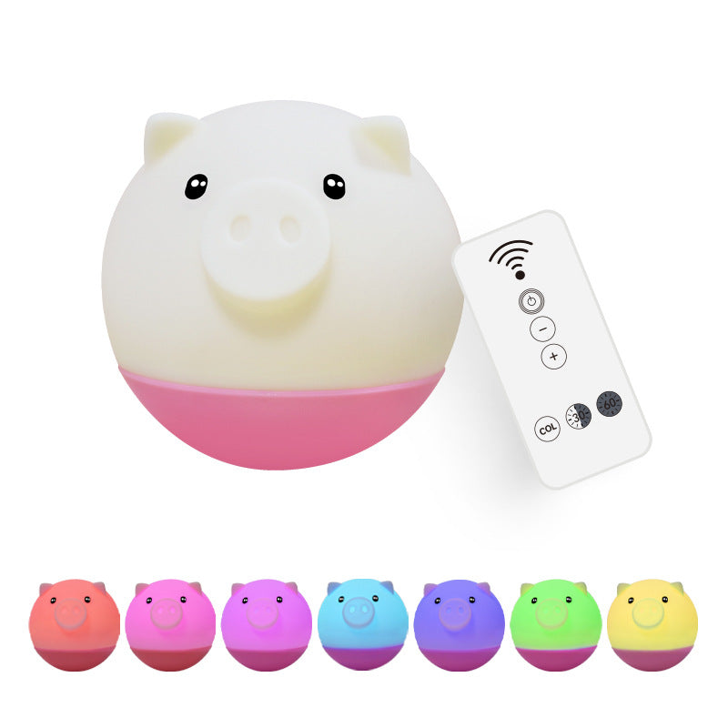 Cartoon Piggy Round Silicone Table Lamp