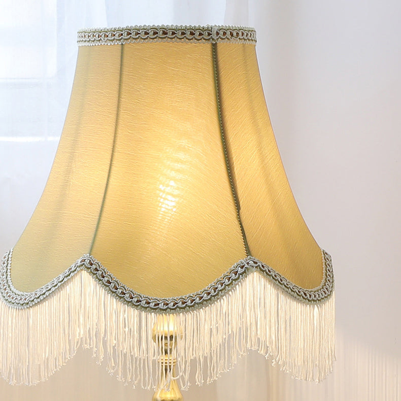 Round Copper Fabric Cylinder Table Lamp