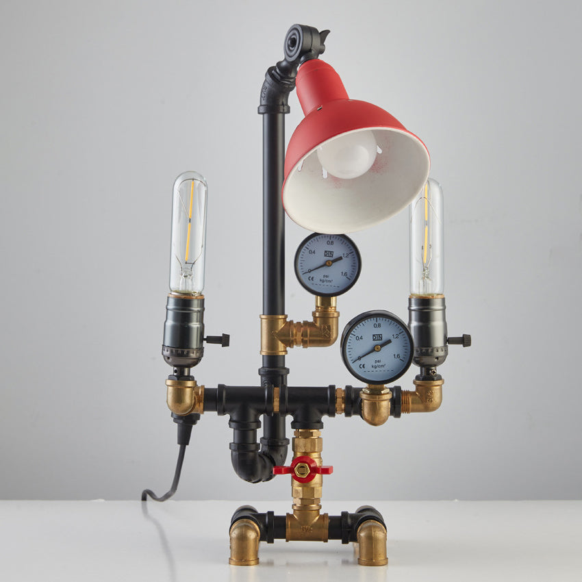 Plumbing Robot Aluminum Iron 3-Light Table Lamp