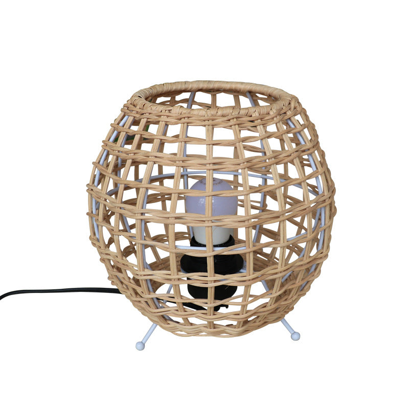 Farmhouse Metal Weaving Cane Table Lamp