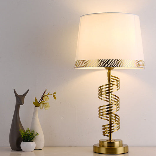 Cylinder Iron Fabric Bedroom Table Lamp