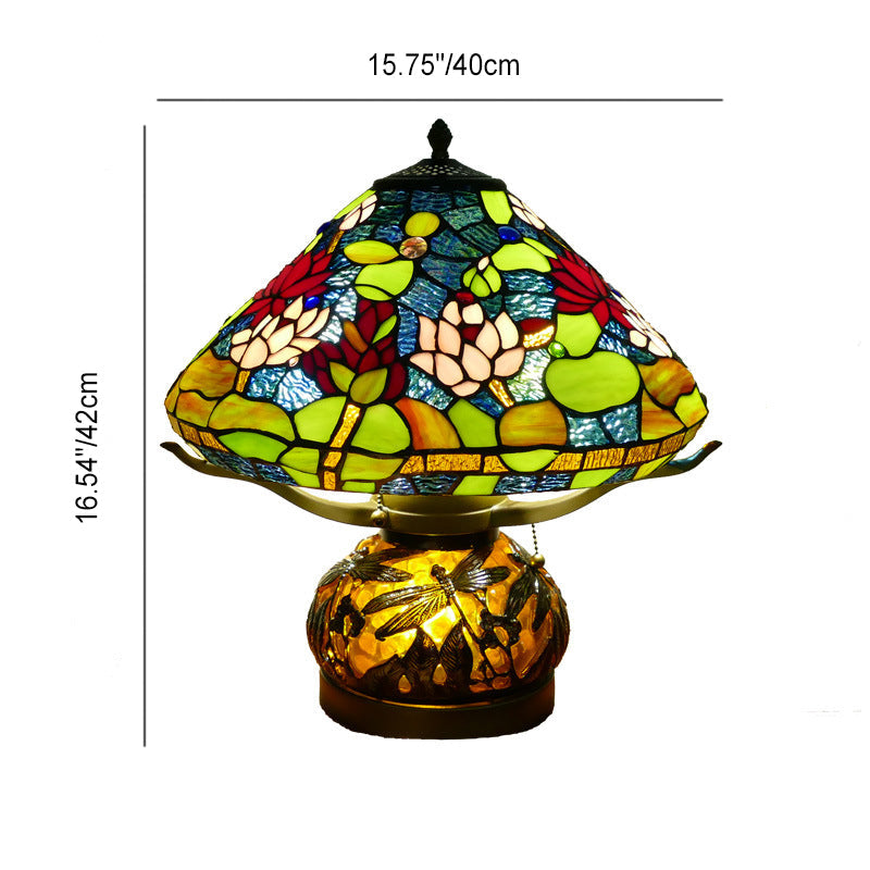 Iron Glass Conic Dragonfly 2-Light Table Lamp