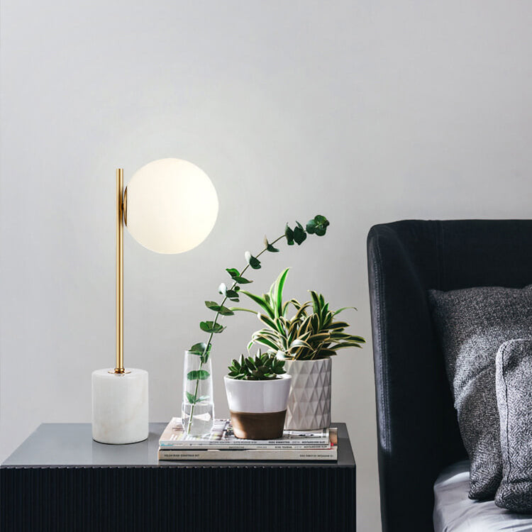 Frosted Glass Ball Marble Table Lamp