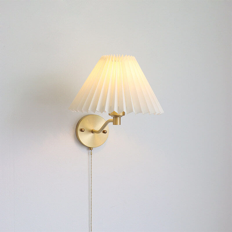 Pleated Brass Wall Lamp