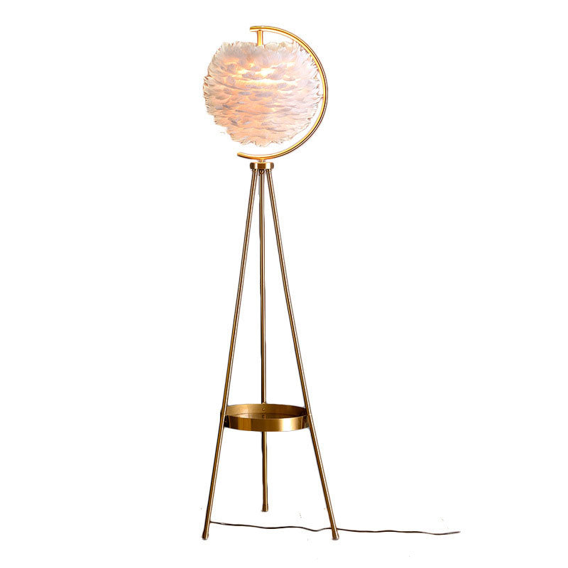 Iron Feather Tripod Bedroom Floor Lamp