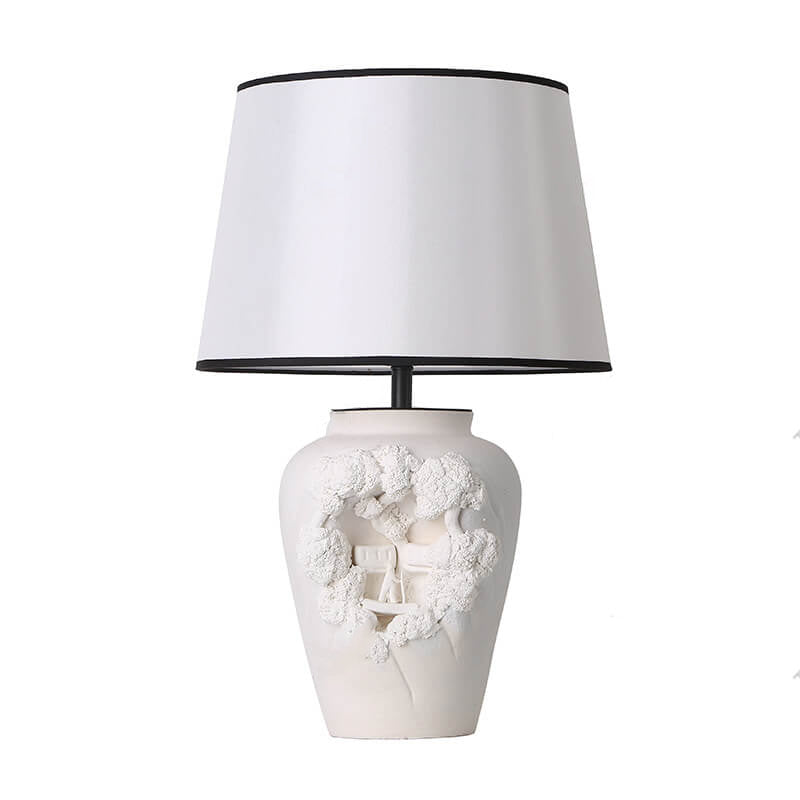 Carved Vase Ceramic Fabric Table Lamp