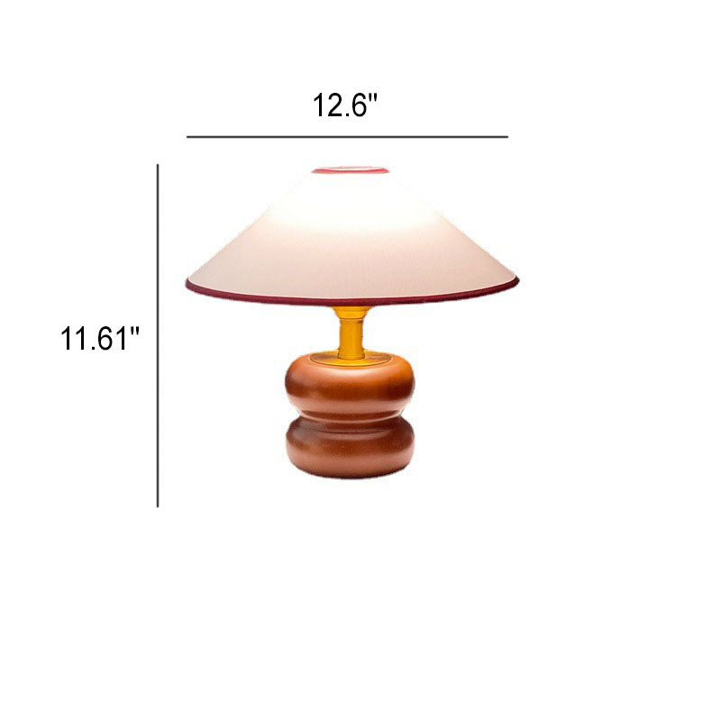 Fabric Cone Solid Walnut Table Lamp