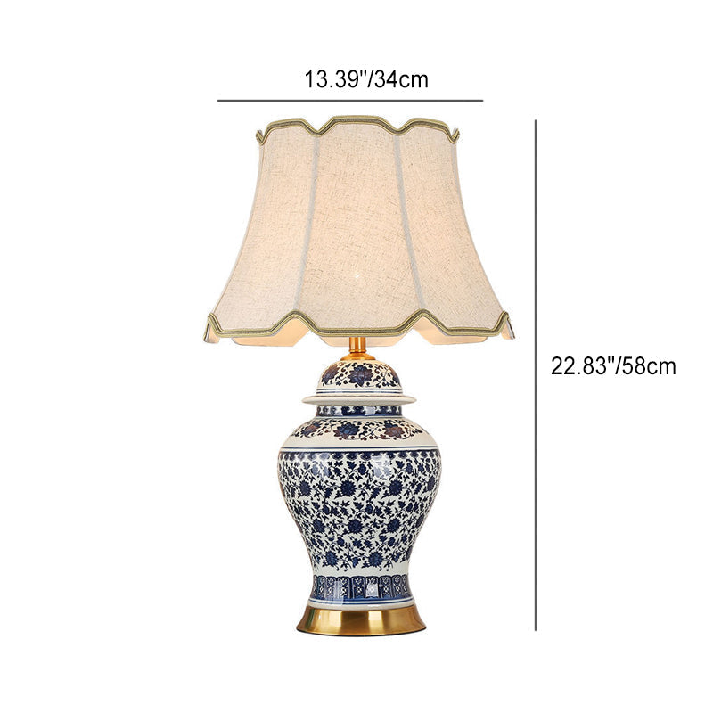 Vase Trapezoidal Ceramic Fabric Table Lamp