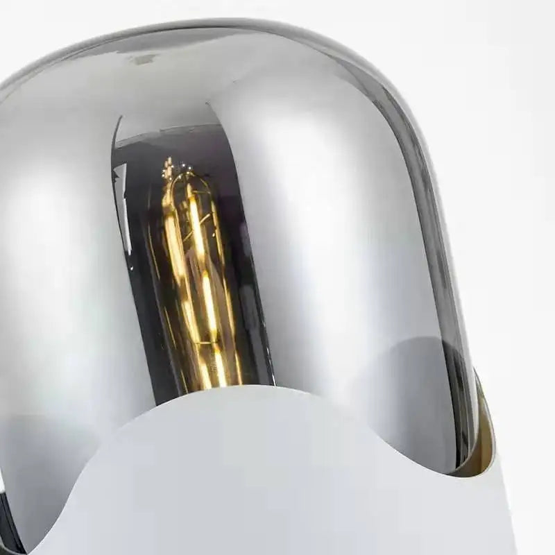 Faux Leather Cylindrical Glass Table Lamp