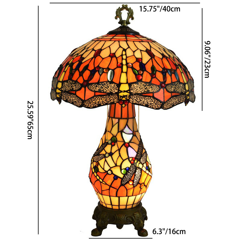 Round Umbrella Shaped Aluminum 3-Light Table Lamp