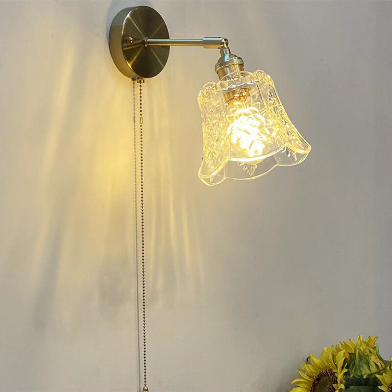 Brass Glass Pull Wire Wall Lamp