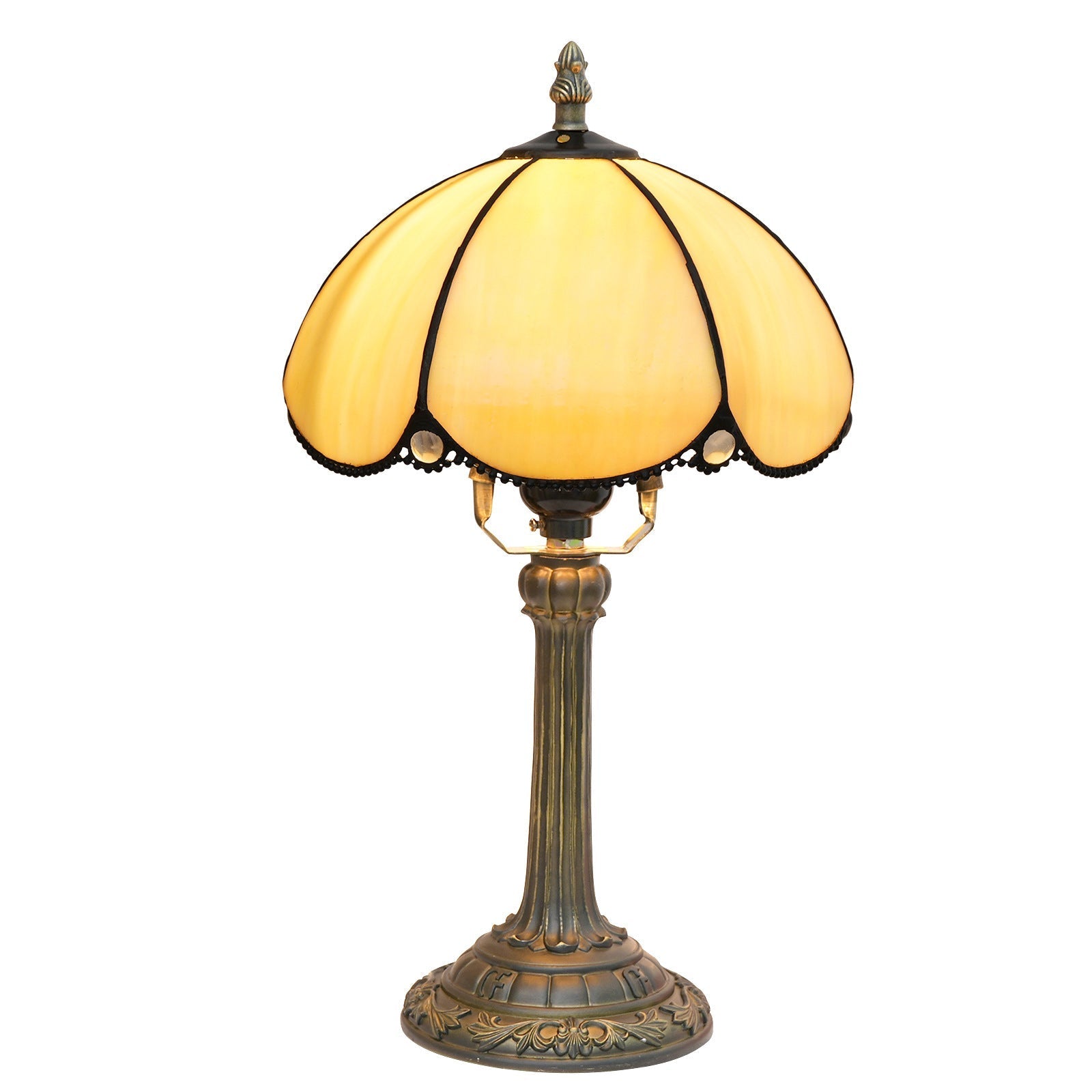 Half Round Stained Glass Table Lamp