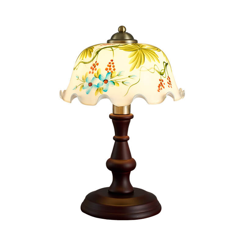 Elements Hand-depicted Floral Glass Table Lamp